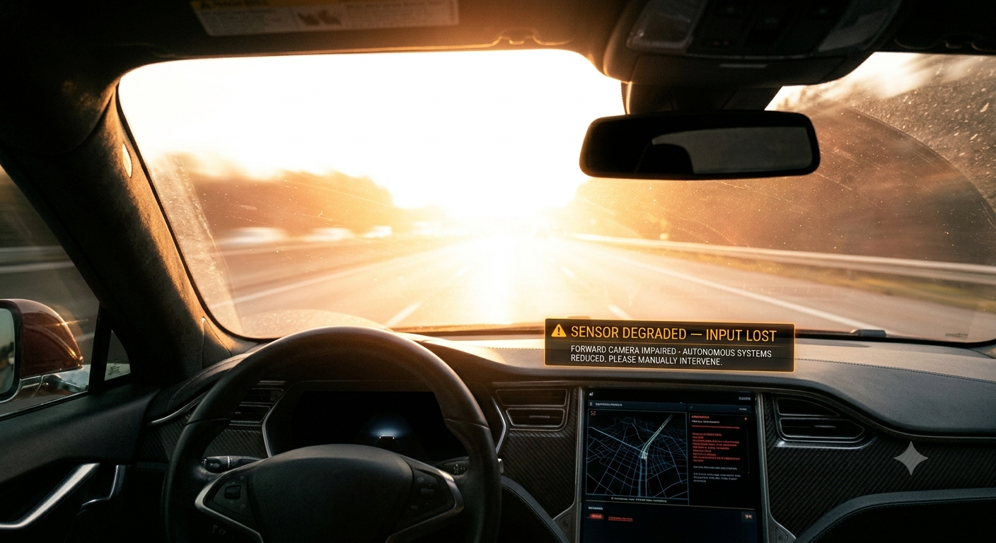 Forward sensor blinded by glare